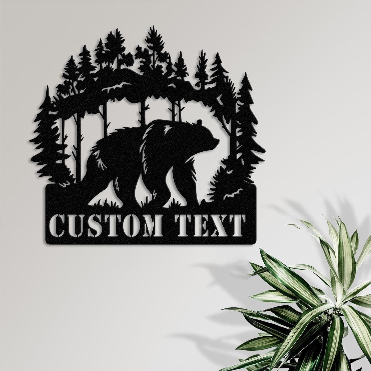 Custom Wilderness Bear Cabin Sign, Mountain Decor Personalized Metal Bear Sign, Cabin Decor, Outdoor Bear Decor, Rustic Cabin Bear Sign