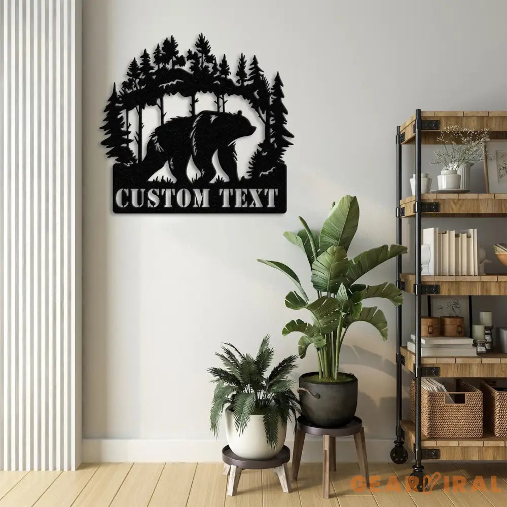Custom Wilderness Bear Cabin Sign Mountain Decor Personalized Metal Bear Sign Cabin Decor Outdoor Bear Decor Rustic