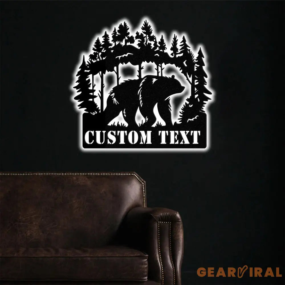 Custom Wilderness Bear Cabin Sign Mountain Decor Personalized Metal Bear Sign Cabin Decor Outdoor Bear Decor Rustic