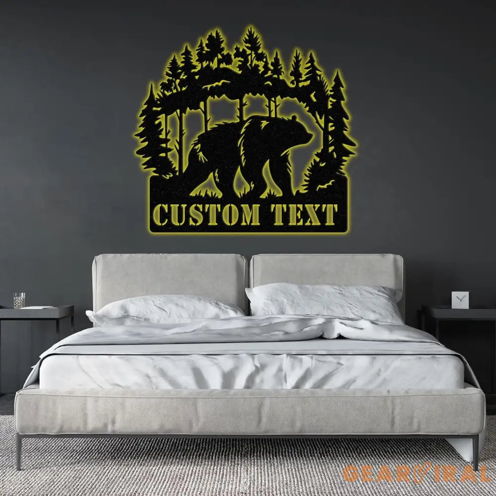 Custom Wilderness Bear Cabin Sign Mountain Decor Personalized Metal Bear Sign Cabin Decor Outdoor Bear Decor Rustic