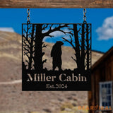 Custom Wilderness Bear Cabin Sign Mountain Decor Personalized Metal Bear Sign Cabin Decor Outdoor Bear Decor Rustic