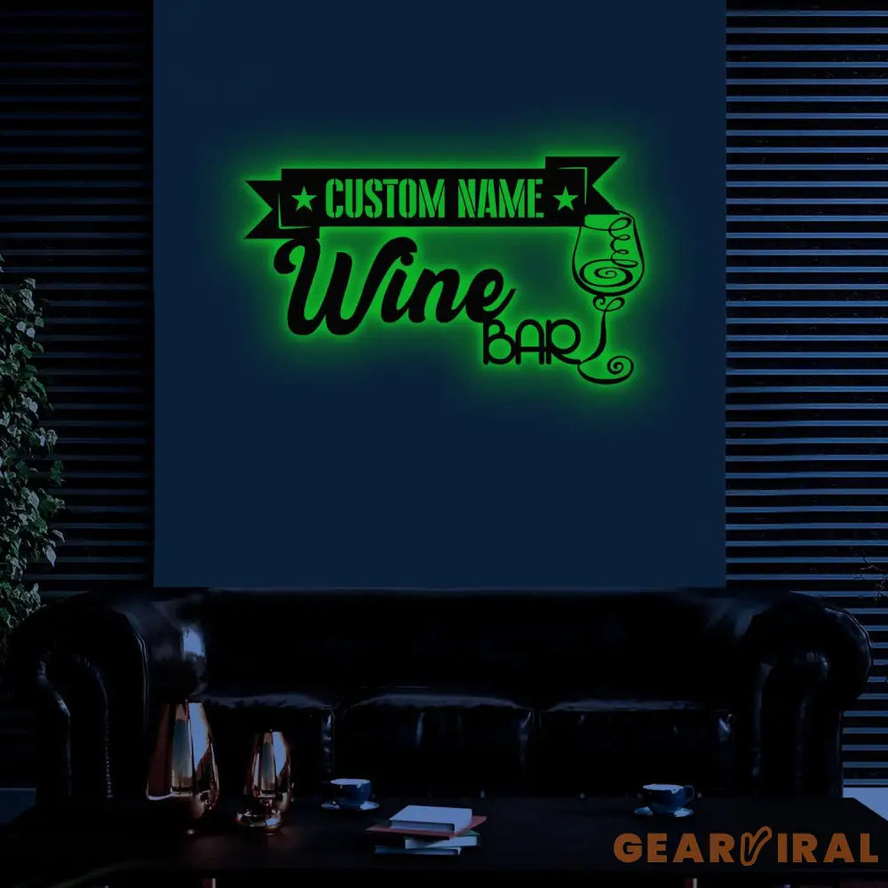 Custom Wine Bar Pub Metal Sign with Led Light Personalized Wine Bar Wall Art Kitchen Decoration Bar Sign Wine Glass