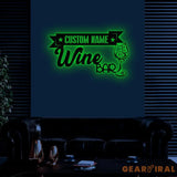 Custom Wine Bar Pub Metal Sign with Led Light Personalized Wine Bar Wall Art Kitchen Decoration Bar Sign Wine Glass