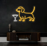 Custom Wine & Dachshund Neon Sign Dachshund Martini Led Sign Martini Neon Light Cocktail Light Bar Pub Wall Art Dog