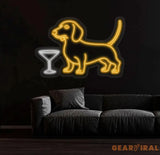Custom Wine & Dachshund Neon Sign Dachshund Martini Led Sign Martini Neon Light Cocktail Light Bar Pub Wall Art Dog
