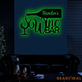 Custom Wine Metal Wall Art LED Light Kitchen Art Name Sign Decor Wine Shop Patio Decoration Man Cave Outdoor Decor