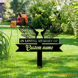 Custom Wings Metal Stake - Memorial Garden Decor - Grave Marker Personalized Garden Sign Remembrance Stake Sympathy