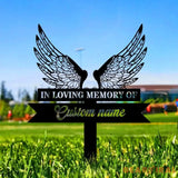 Custom Wings Metal Stake - Memorial Garden Decor - Grave Marker Personalized Garden Sign Remembrance Stake Sympathy