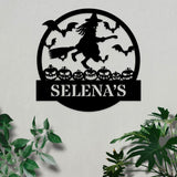 Custom Witch Metal Sign For Halloween, Personalized Name, Halloween Metal Wall Art, Halloween Door Metal Sign, Witch Wall Decor Housewarming