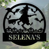 Custom Witch Metal Sign For Halloween, Personalized Name, Halloween Metal Wall Art, Halloween Door Metal Sign, Witch Wall Decor Housewarming