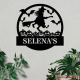 Custom Witch Metal Sign For Halloween Personalized Name Halloween Metal Wall Art Halloween Door Metal Sign Witch Wall