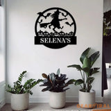 Custom Witch Metal Sign For Halloween Personalized Name Halloween Metal Wall Art Halloween Door Metal Sign Witch Wall