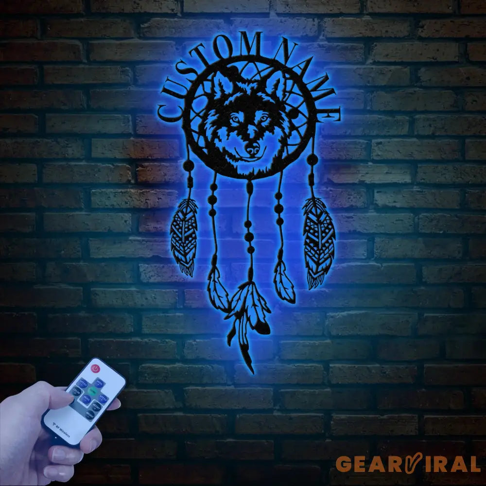 Custom Wolf Dream Catcher Metal Wall Art with Led Lights Dreamcatcher Wall Hanging Dreamcatcher Decor Christmas gifts