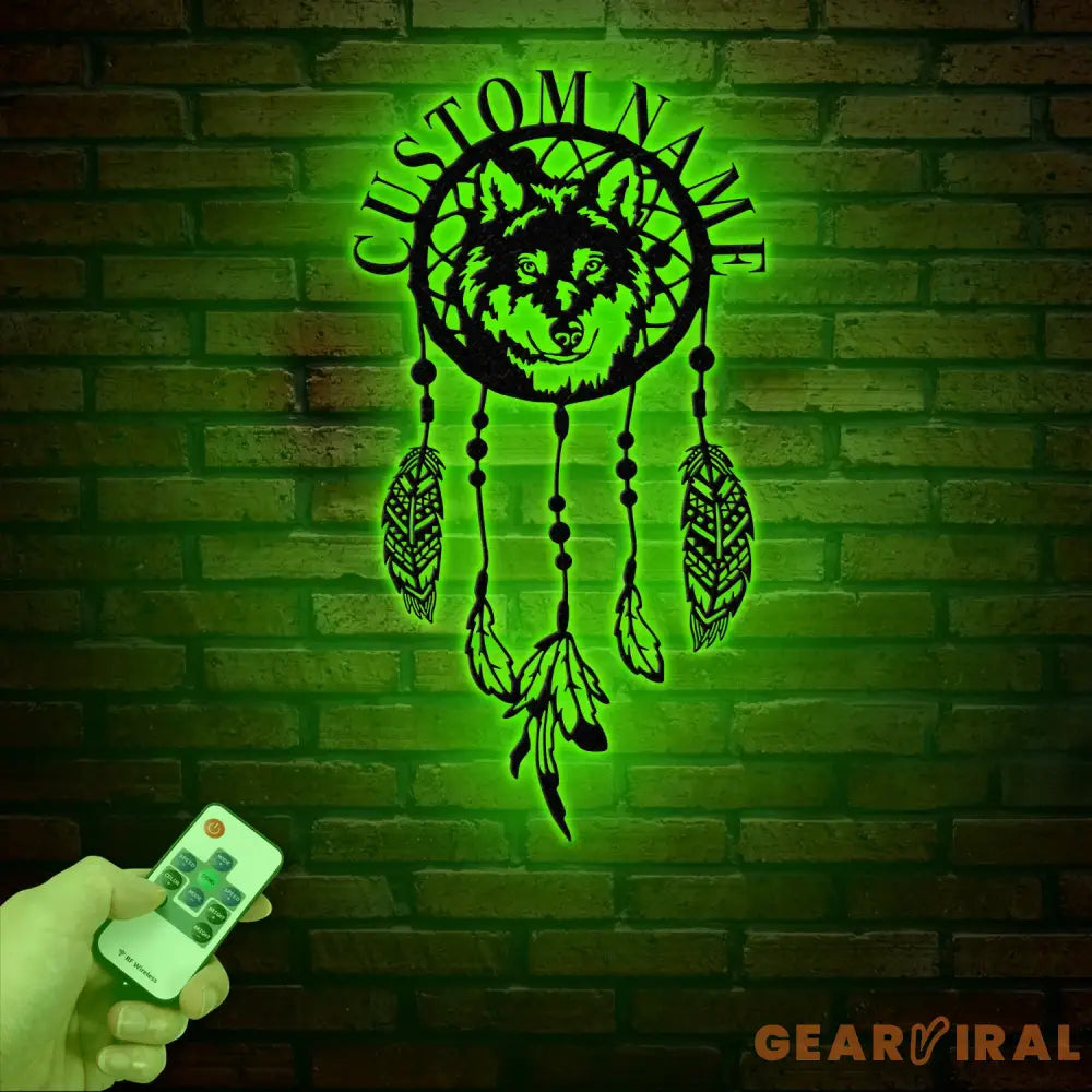Custom Wolf Dream Catcher Metal Wall Art with Led Lights Dreamcatcher Wall Hanging Dreamcatcher Decor Christmas gifts