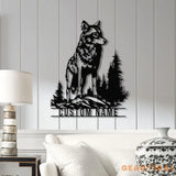 Custom Wolf Metal Sign Personalized Wolf Metal Wall Art Metal Wolf Decor Custom Home Decor Cabin Decor Man Cace Sign