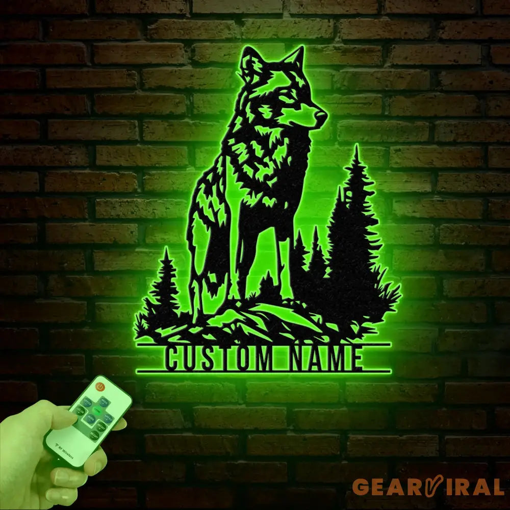 Custom Wolf Metal Sign Personalized Wolf Metal Wall Art Metal Wolf Decor Custom Home Decor Cabin Decor Man Cace Sign