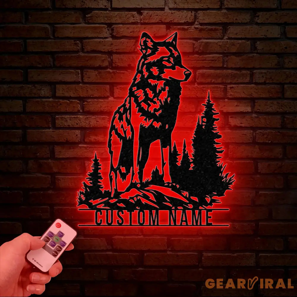 Custom Wolf Metal Sign Personalized Wolf Metal Wall Art Metal Wolf Decor Custom Home Decor Cabin Decor Man Cace Sign