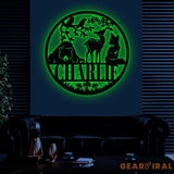 Custom Woodland Animal Sign with Led Light Personalized Nature Themed Metal Sign Woodland Baby Shower Kids Room Nursery