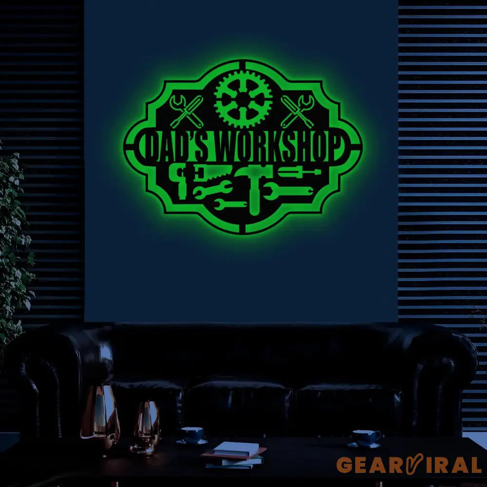 Custom Workshop Metal Sign with Led Light Personalized Garage Signs Metal Garage Signs Custom Garage Hanging Sign Wall