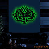 Custom Workshop Metal Sign with Led Light Personalized Garage Signs Metal Garage Signs Custom Garage Hanging Sign Wall