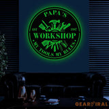 Custom Workshop Sign with Led Light Personalized Garage Signs Metal Workshop Signs Custom Garage Hanging Sign Wall Art