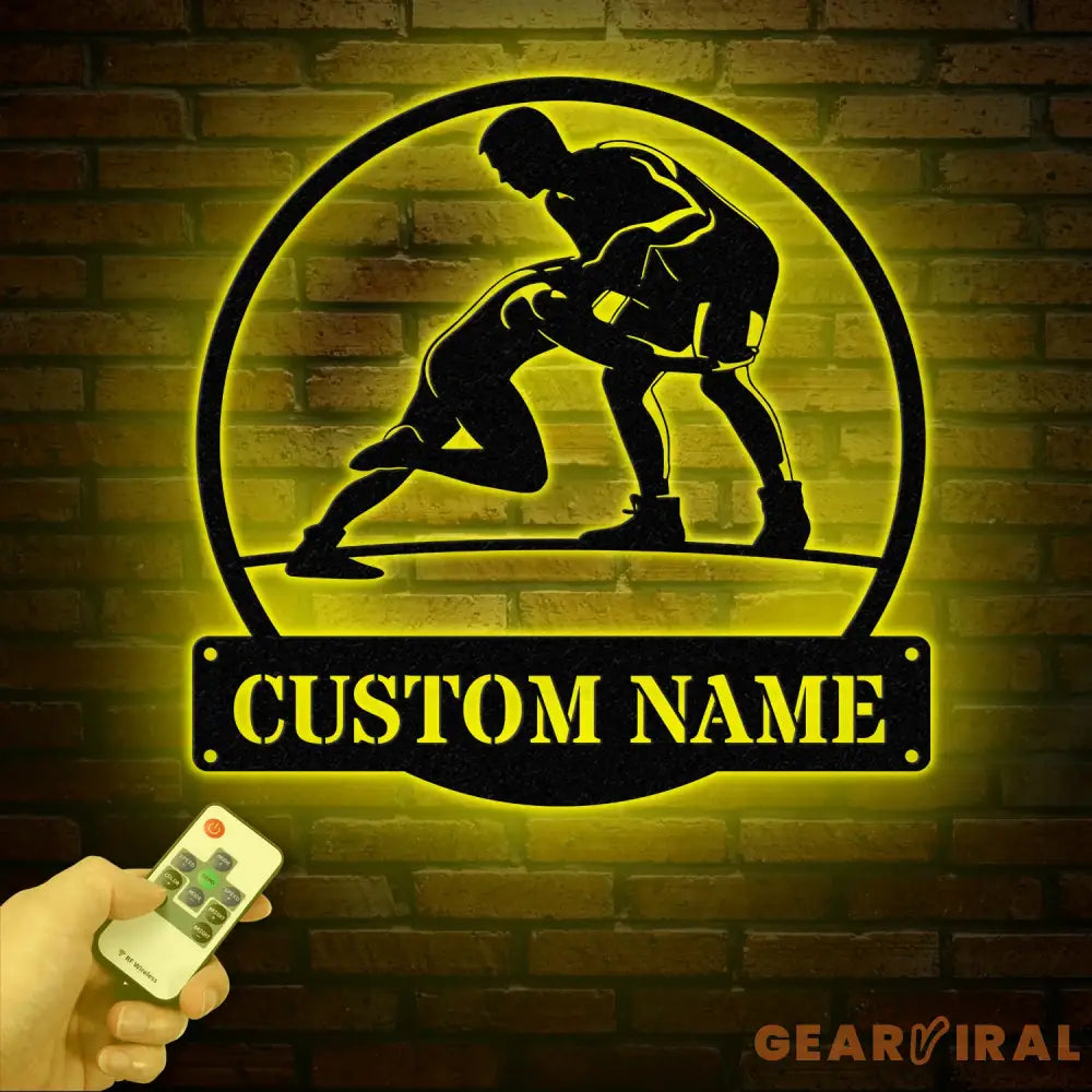 Custom Wrestling Metal Sign with LED Light Wrestling Coach Gift Sports Home Decor Wrestler Birthday or Christmas Gift