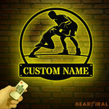 Custom Wrestling Metal Sign with LED Light Wrestling Coach Gift Sports Home Decor Wrestler Birthday or Christmas Gift