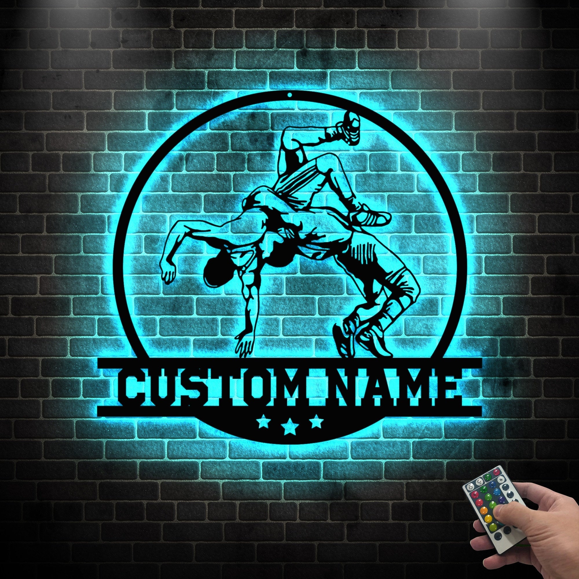 Custom Wrestling Sign Metal Wall Art Led Light - Wrestler Name Sign - Wrestling Coach Gift - Xmas Birthday Gift for Dad | GearViral