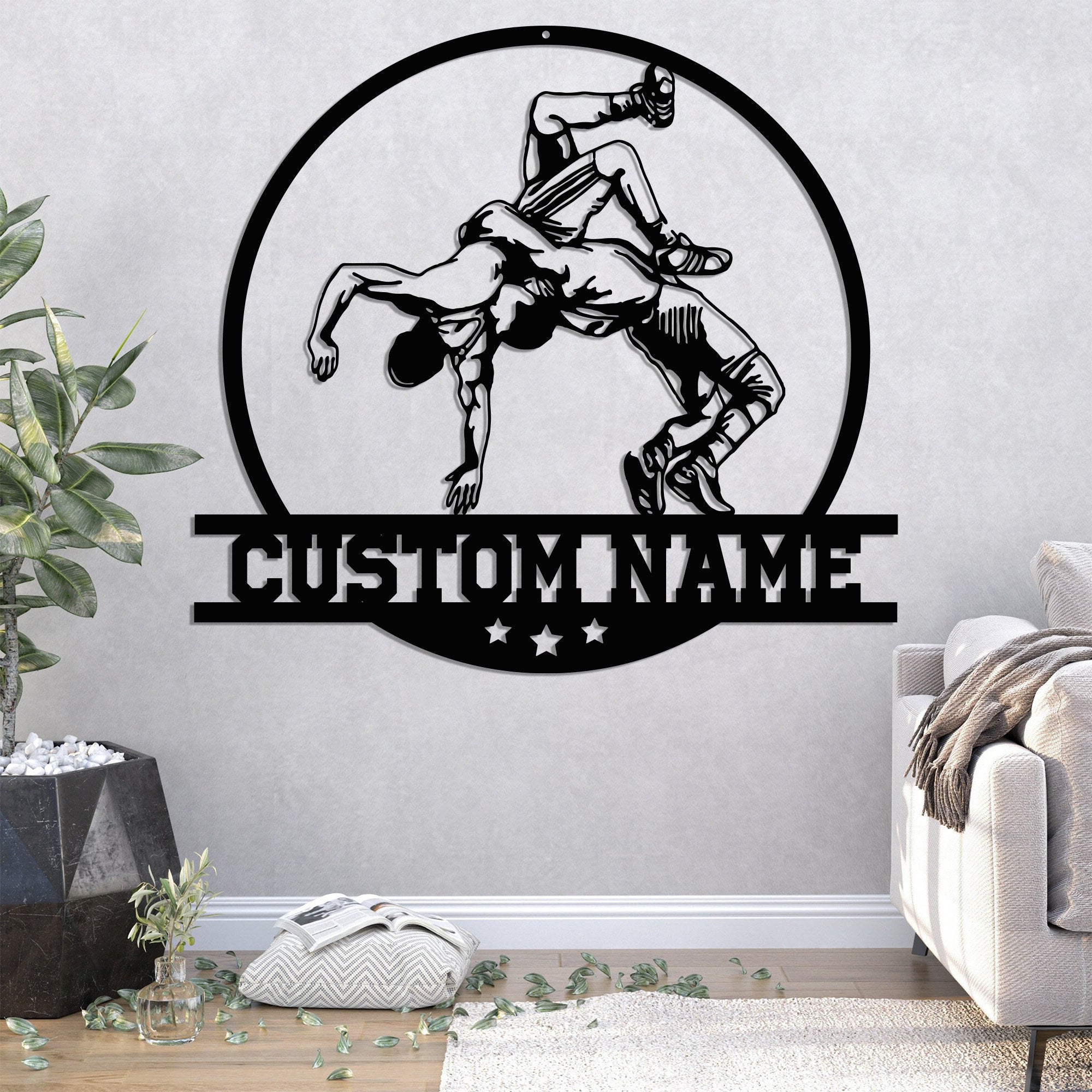 Custom Wrestling Sign Metal Wall Art Led Light - Wrestler Name Sign - Wrestling Coach Gift - Xmas Birthday Gift for Dad | GearViral