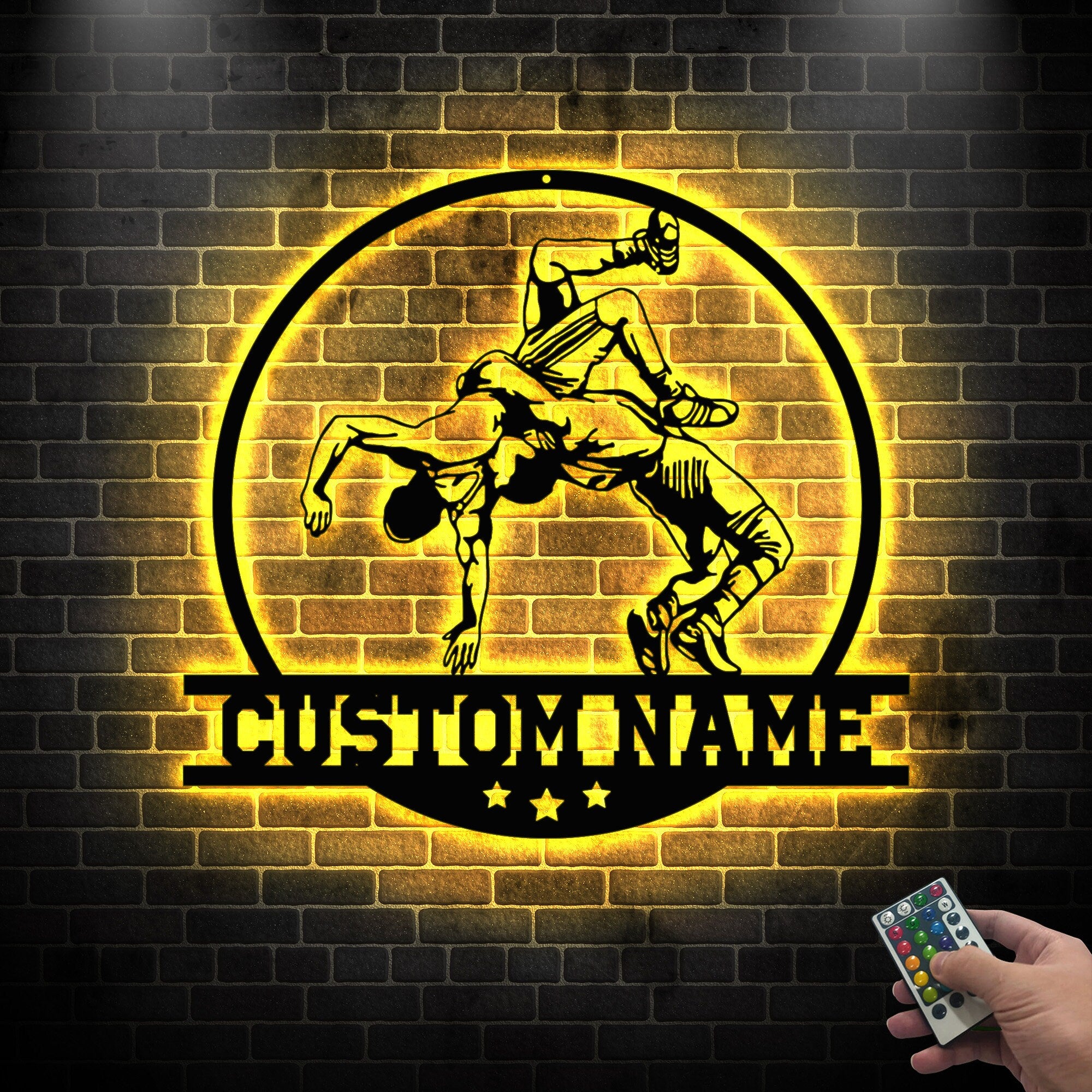 Custom Wrestling Sign Metal Wall Art Led Light - Wrestler Name Sign - Wrestling Coach Gift - Xmas Birthday Gift for Dad | GearViral