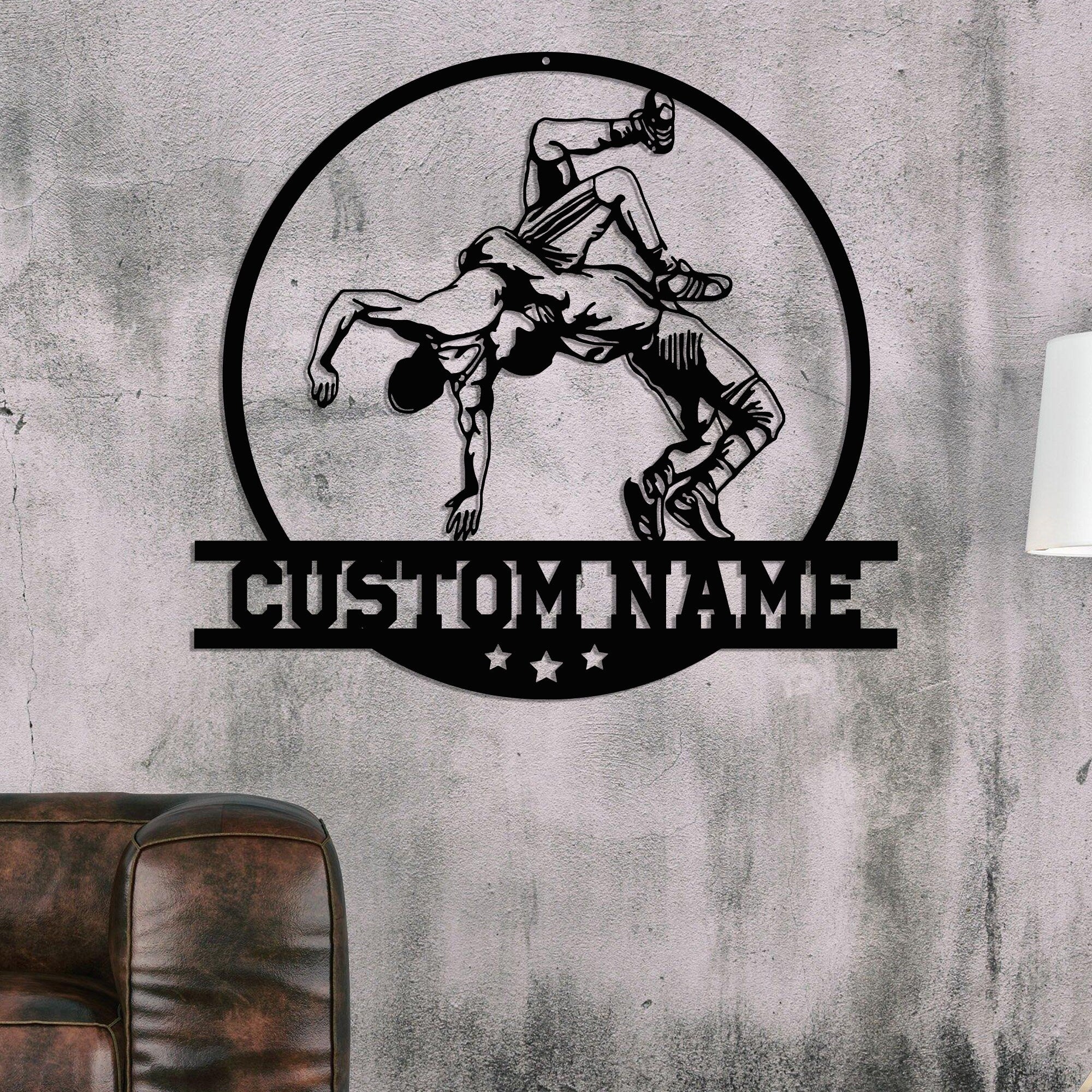 Custom Wrestling Sign Metal Wall Art Led Light - Wrestler Name Sign - Wrestling Coach Gift - Xmas Birthday Gift for Dad | GearViral