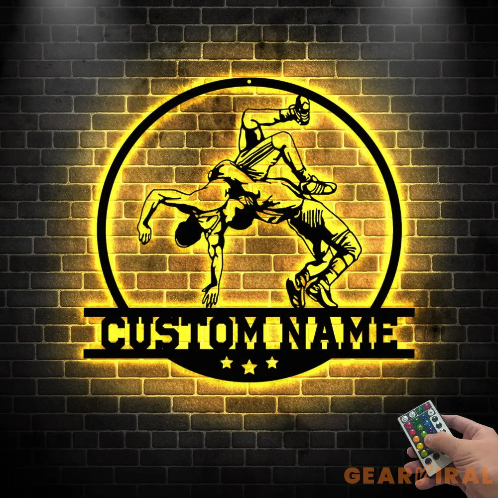 Custom Wrestling Sign Metal Wall Art Led Light - Wrestler Name Sign - Wrestling Coach Gift - Xmas Birthday Gift for Dad