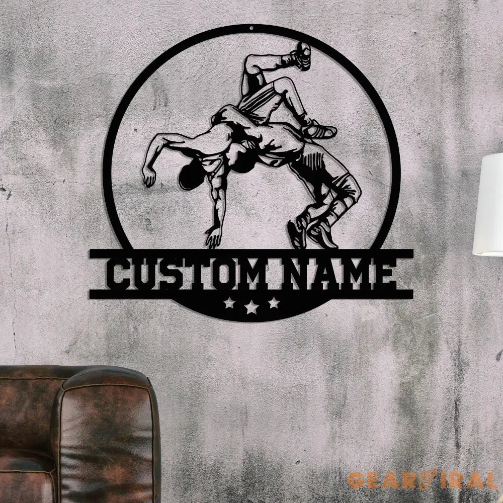 Custom Wrestling Sign Metal Wall Art Led Light - Wrestler Name Sign - Wrestling Coach Gift - Xmas Birthday Gift for Dad