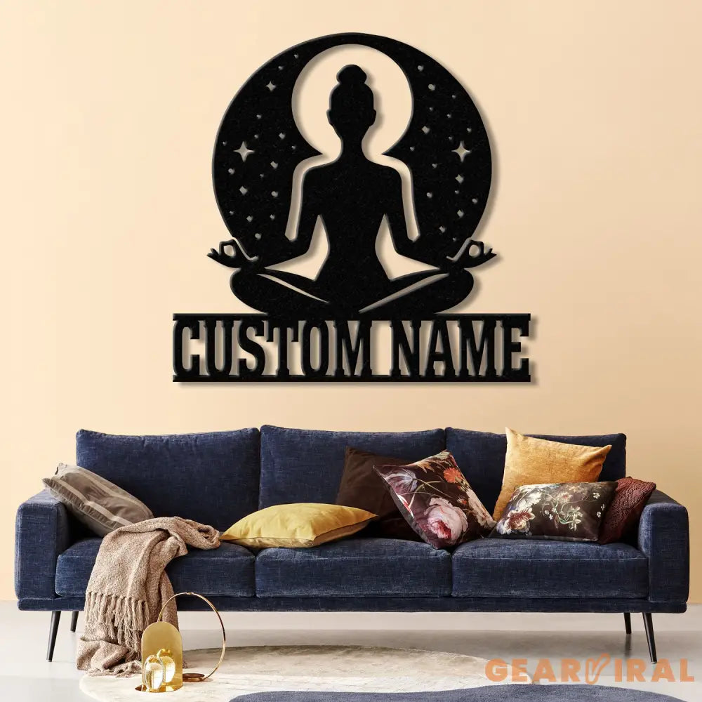 Custom Yoga Metal Sign Yoga Wall Art Personalized Home Yoga Name Sign Yoga Studio Decor Small Shop Decor Yoga lover