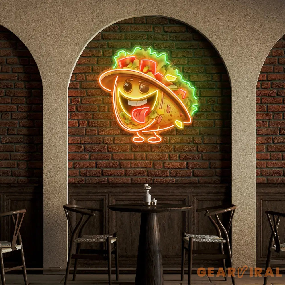 Custom Your Brand Taco With A Big Smile And A Sombrero Artwork Led Neon Sign Light