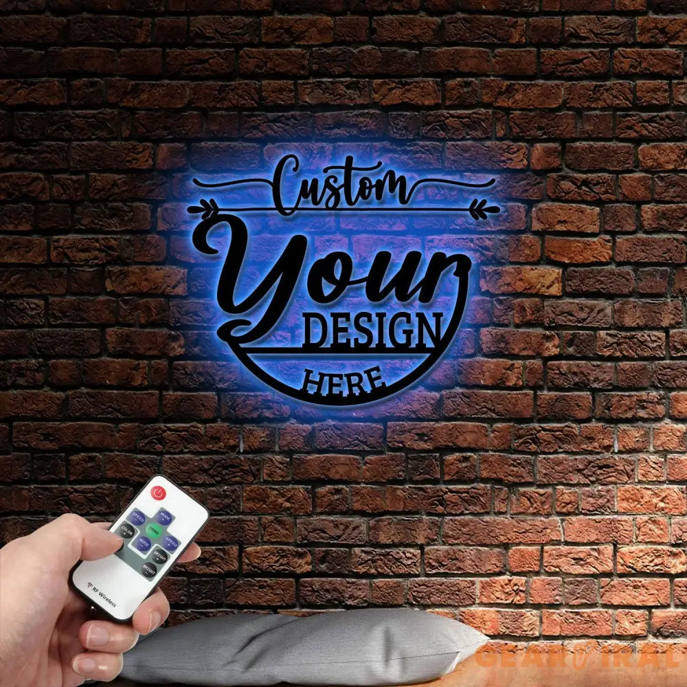 Custom Your Logo Design Metal Wall Art with Led Light Business Logo Sign Christmas Gift Birthday Gift for Mom Dad