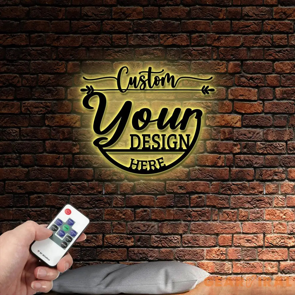 Custom Your Logo Design Metal Wall Art with Led Light Business Logo Sign Christmas Gift Birthday Gift for Mom Dad