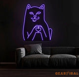 Customizable Funny Cat Neon Sign – Color-Changing LED Wall Light – Playful and Unique Neon Art for Home or Game Room