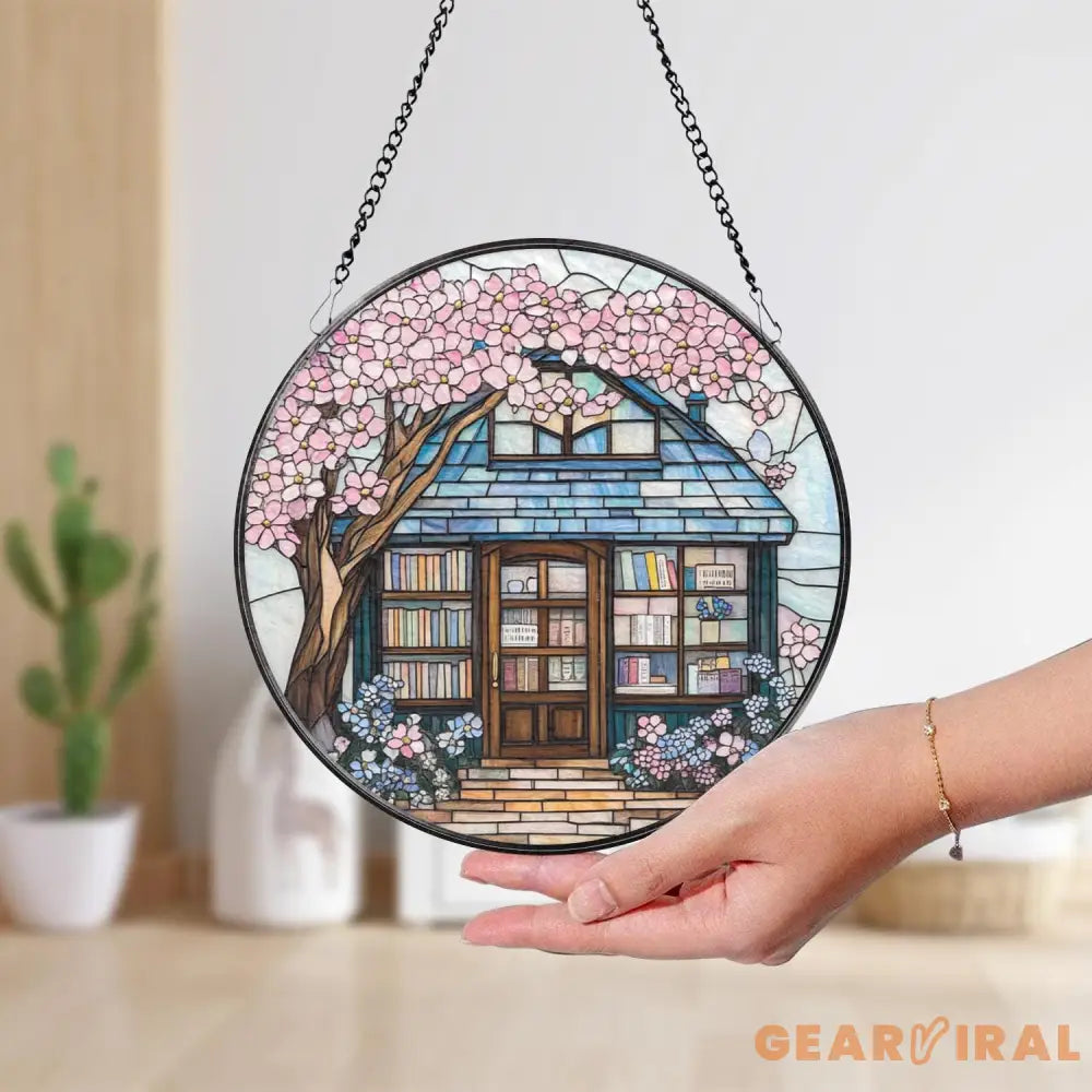 Customized Book Store Suncatcher Book Window Decor Book Lover Gift,Book store Glass Window Decor Indoor Decor