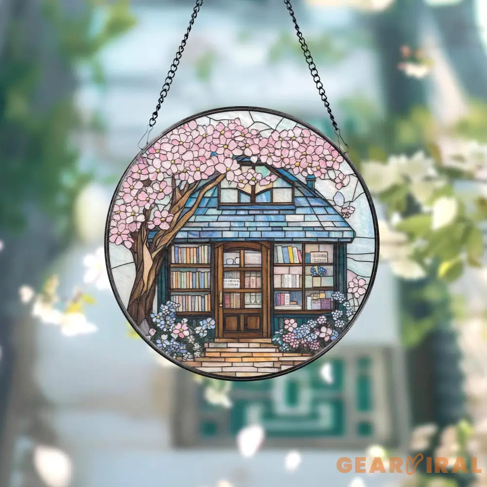 Customized Book Store Suncatcher Book Window Decor Book Lover Gift,Book store Glass Window Decor Indoor Decor