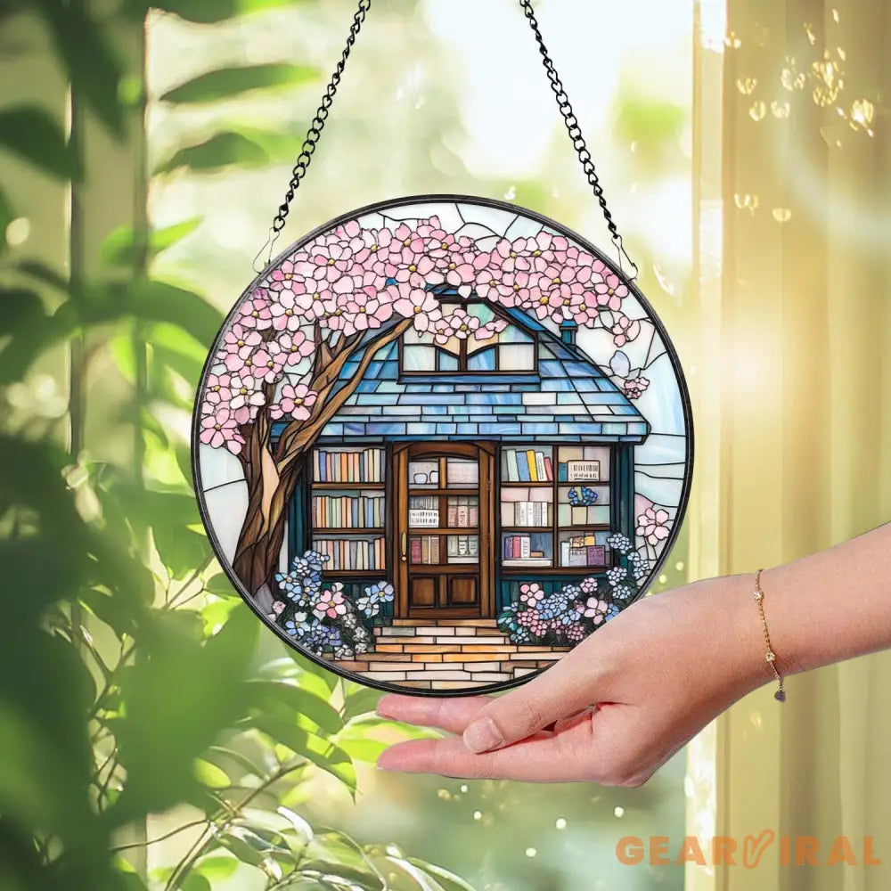 Customized Book Store Suncatcher Book Window Decor Book Lover Gift,Book store Glass Window Decor Indoor Decor
