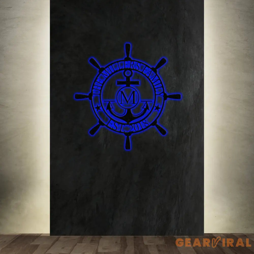 Customized Family Name Sign Nautical Wall Decor Anchor Metal Sign Initial Split Letter Monogram Sign Last Name signs