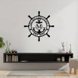 Customized Family Name Sign Nautical Wall Decor Anchor Metal Sign Initial Split Letter Monogram Sign Last Name signs