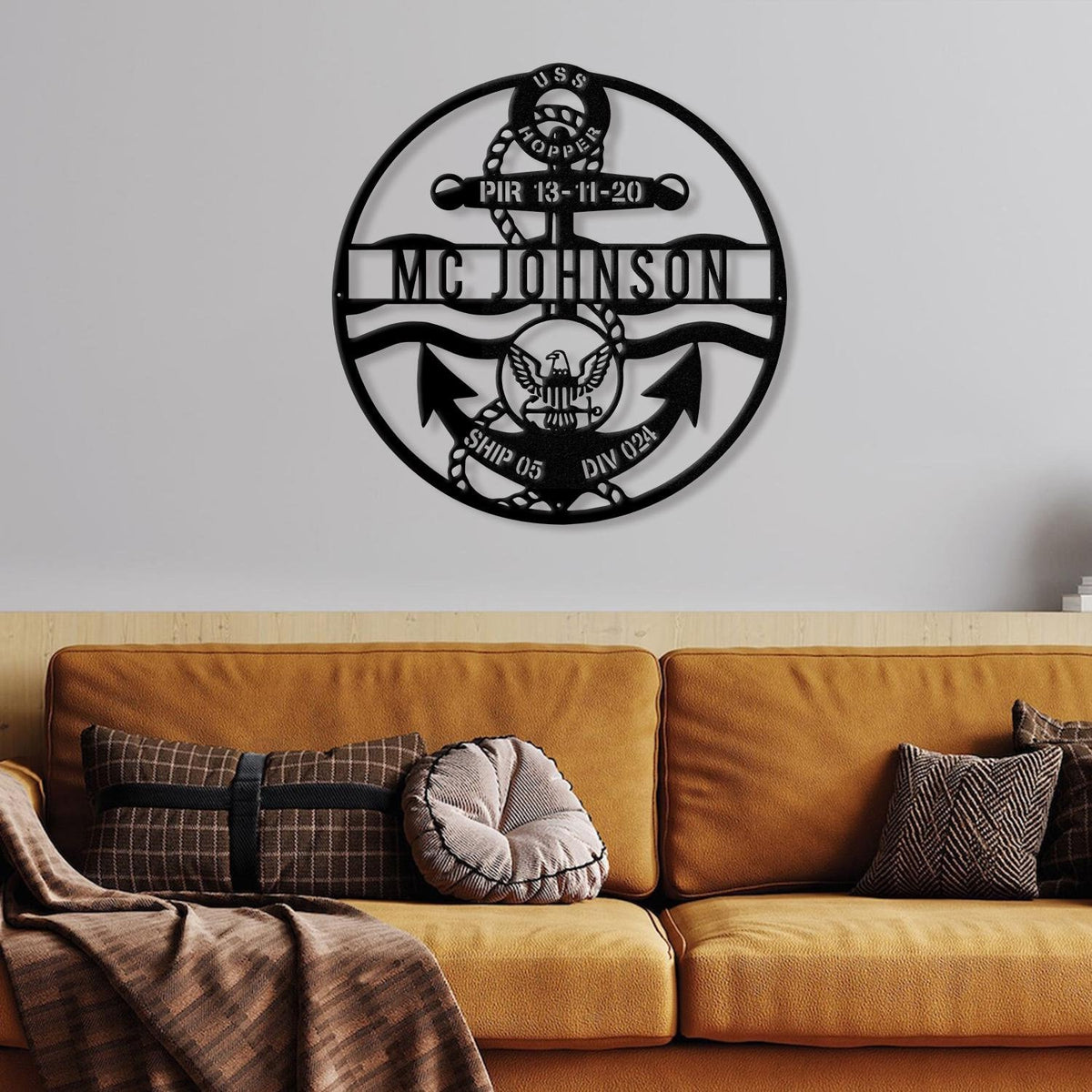 Customized USN Anchor Metal Sign, Anchor Decor, Navy Veteran Gift, US Navy Sign, Anchor Sign, Anchor PIR/navy boot camp, Patriotic Wall Art