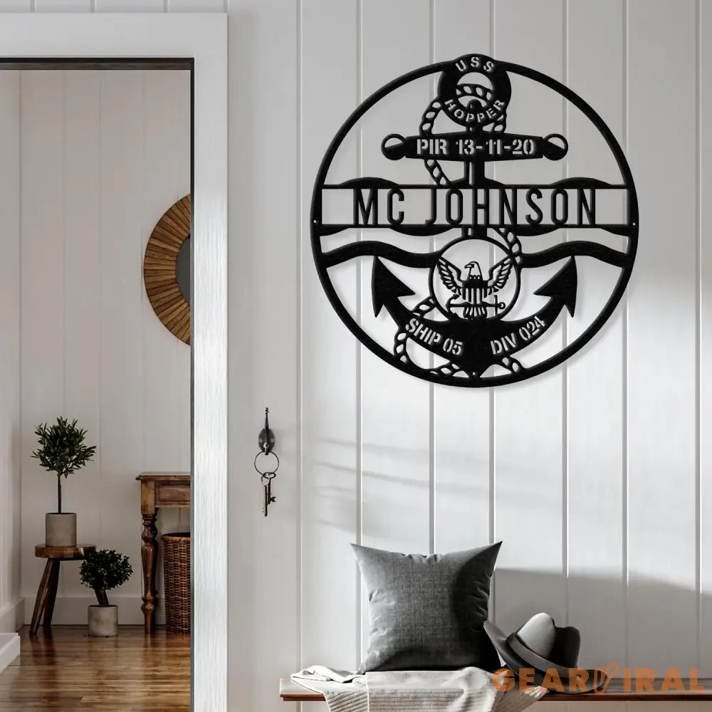 Customized USN Anchor Metal Sign Anchor Decor Navy Veteran Gift US Navy Sign Anchor Sign Anchor PIR/navy boot camp