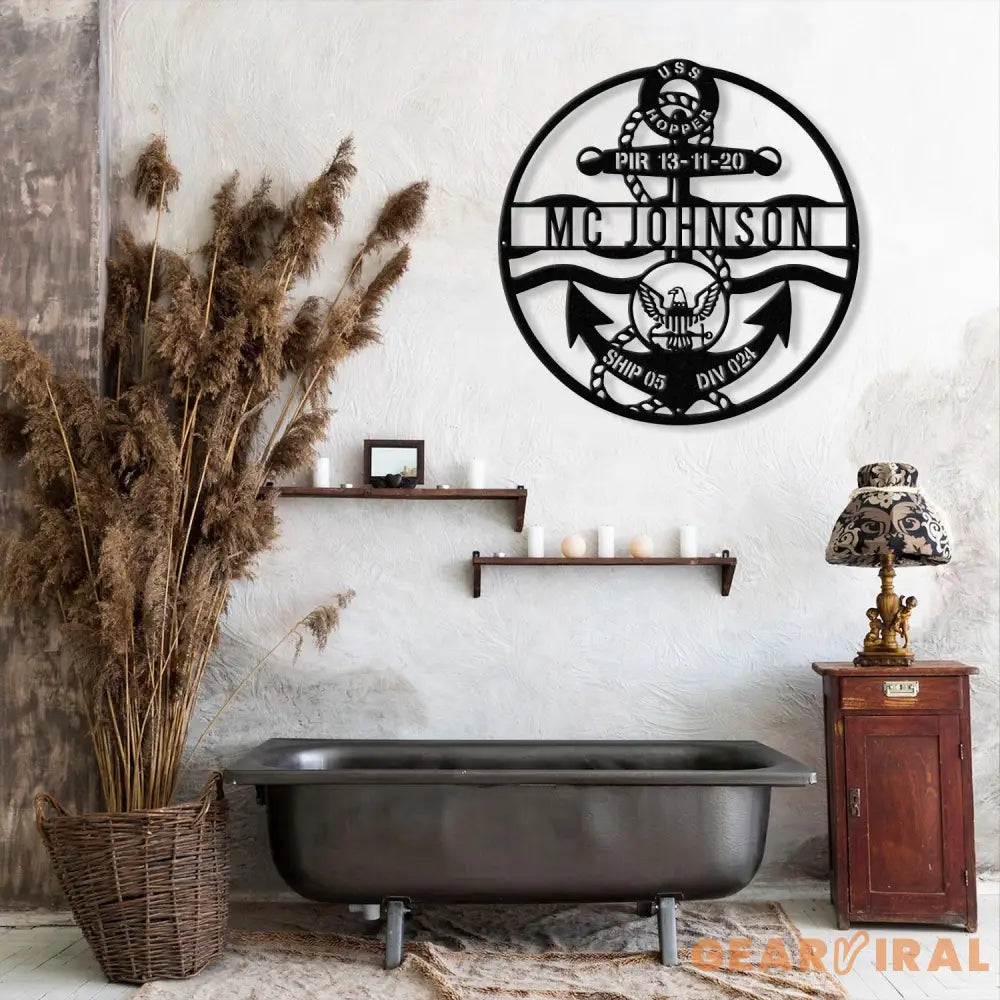 Customized USN Anchor Metal Sign Anchor Decor Navy Veteran Gift US Navy Sign Anchor Sign Anchor PIR/navy boot camp