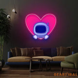 Cute Astronaut Popup From Heart Neon Sign x Acrylic Artwork