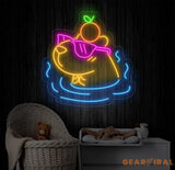 Cute Capybara Neon Light - Sleeping Capybara LED Sign Bedroom Wall Decor Nursery Room Art Adorable Cappy Neon Sign for