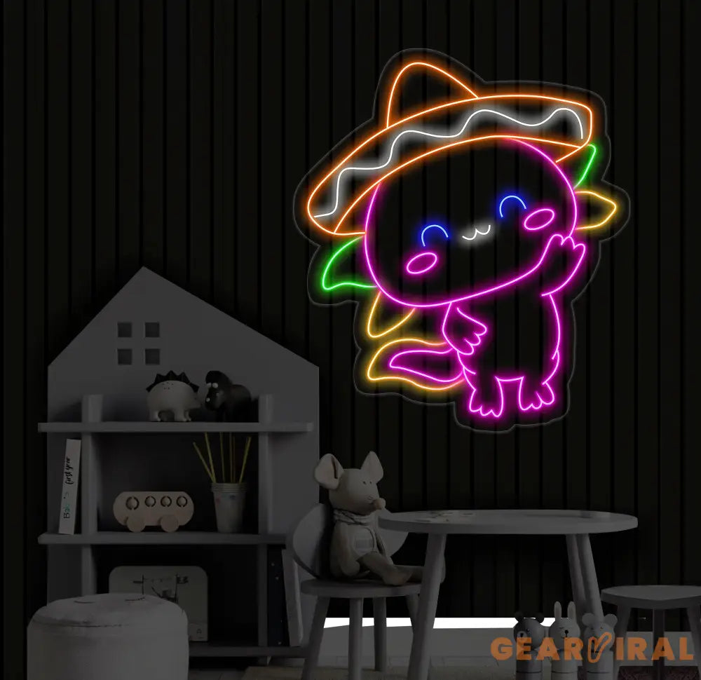 Cute Mexican Sombrero Axolotl Manana Neon Sign Sombrero LED Sign Axolotl Manana Neon Light LED Light Restaurant Room