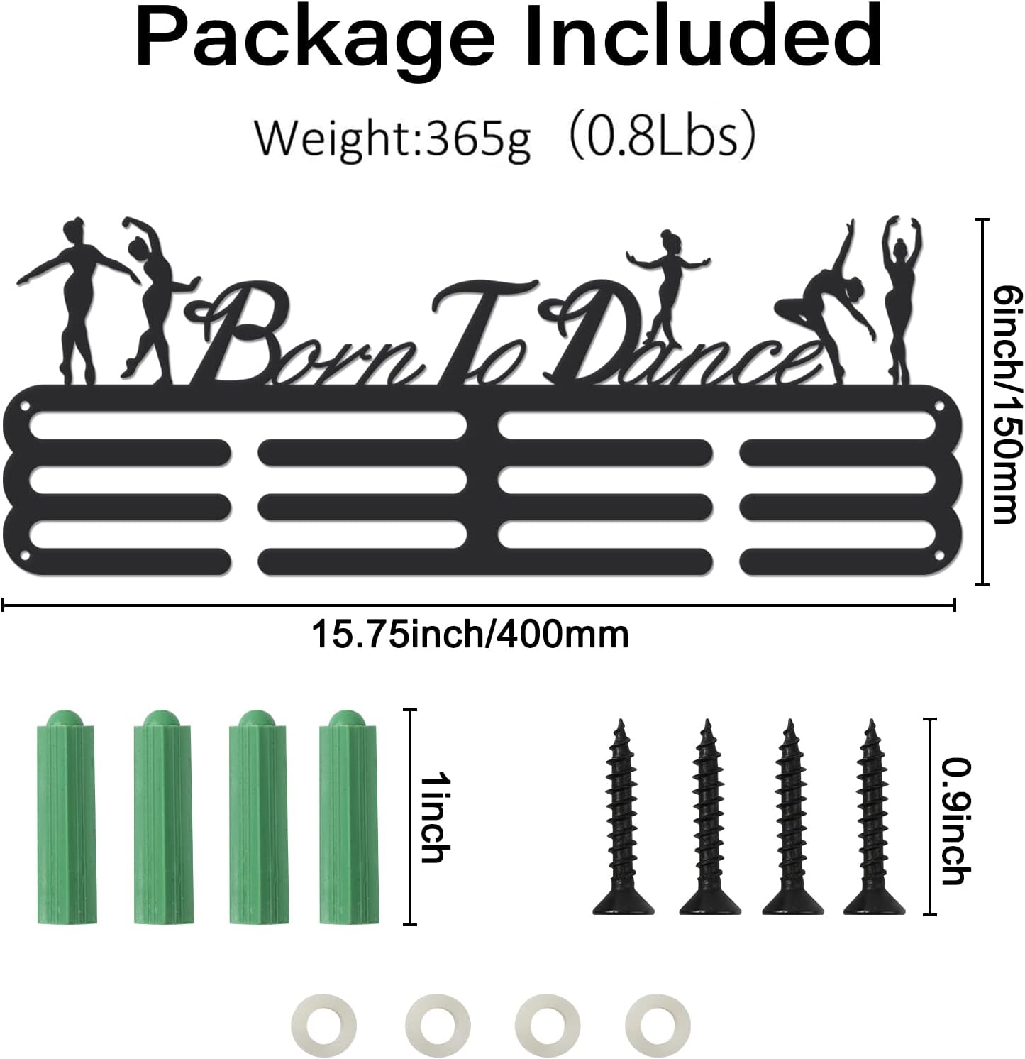 Dance Medal Holder Ballet Medals Display Black Iron Wall Mounted Born to Dance Medal Hooks for 60+ Medal Rack Display Competition Wall Hanging Gift for Girls Christmas Birthday Gift | GearViral